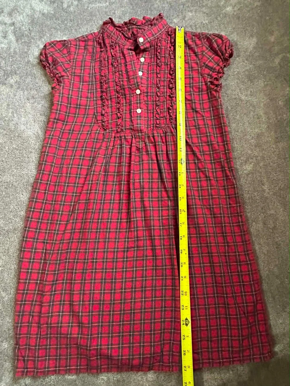 Vintage Ralph Lauren Girl’s Tartan Plaid Dress Ruffle Trim Cottagecore Farm Sz M